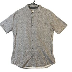 OurCaste Mens Short Sleeve Button‎ Down Shirt Size L Gray Geometric Dash Print